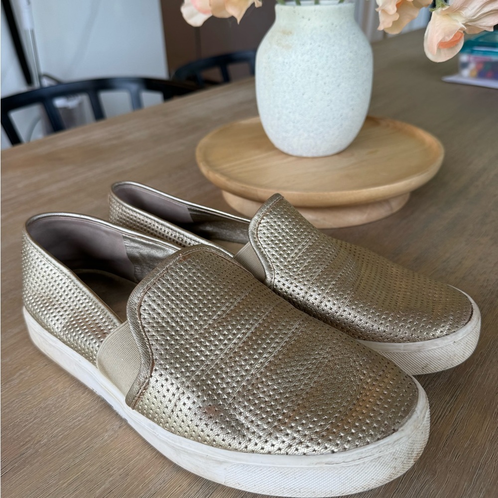 Vince Gold Slip-On Sneakers SZ 8.5